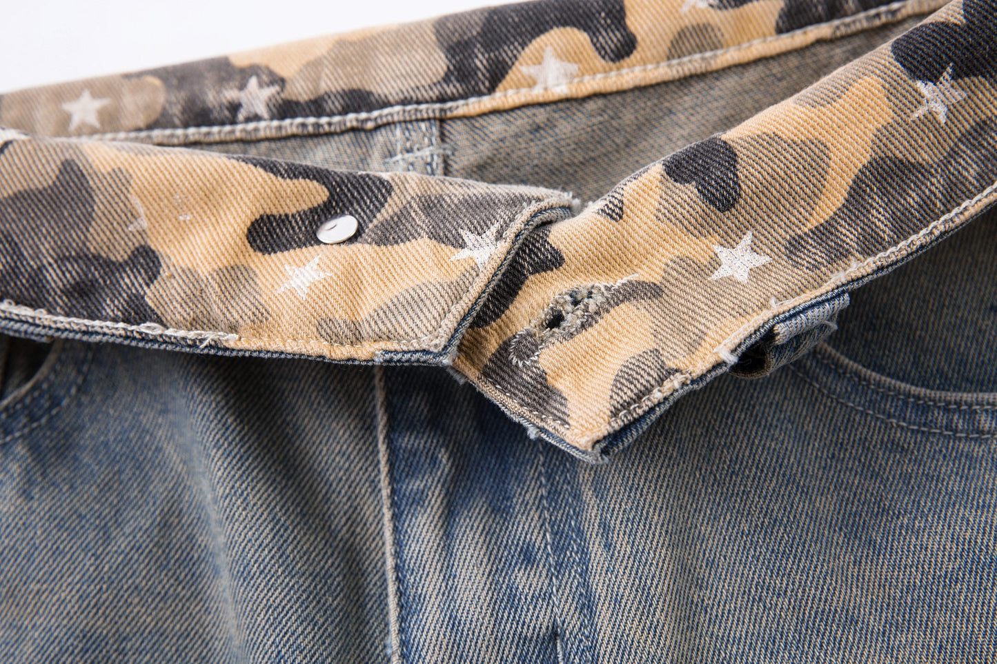 Camo Star Cuffed Denim | Baggy Streetwear Jeans