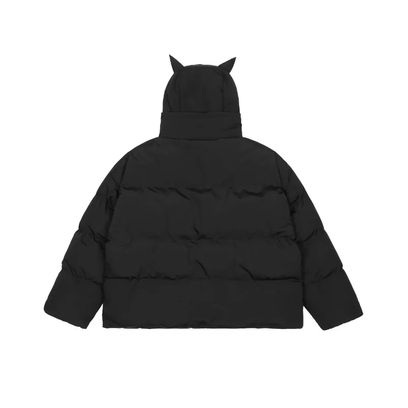 Devil | Black Hooded Puffer Jacket - OMYGOODS