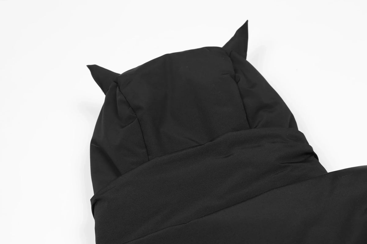 Devil | Black Hooded Puffer Jacket - OMYGOODS