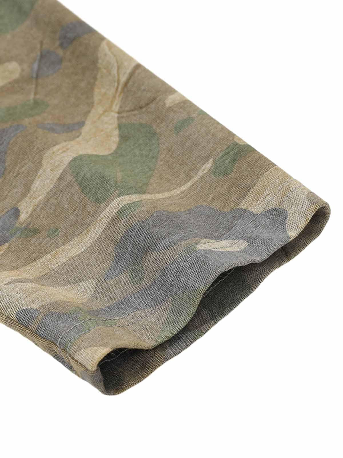 Omygoods Distressed Camouflage Faux Two-Piece Graphic T-Shirt