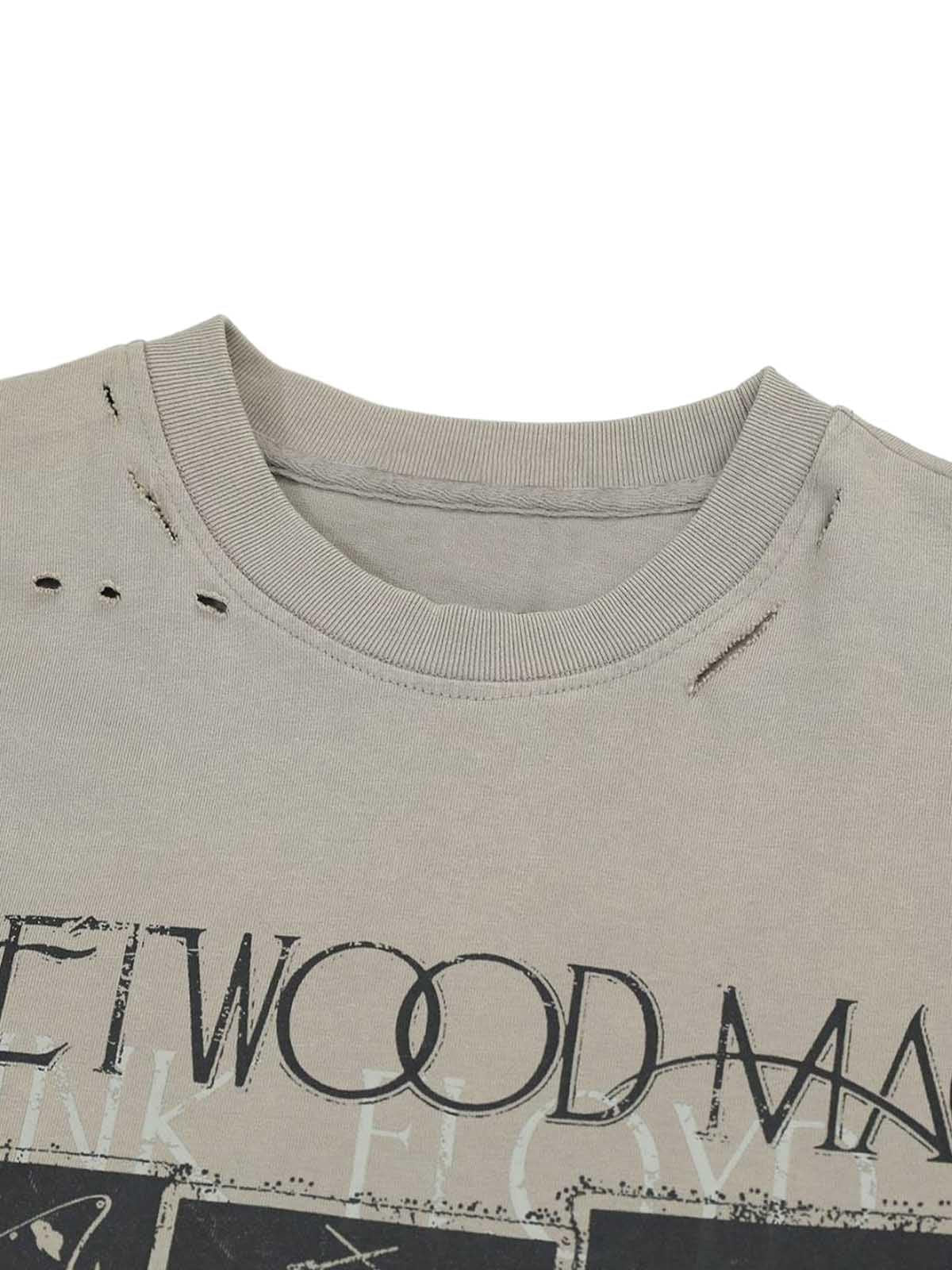 Omygoods Distressed Camouflage Faux Two-Piece Graphic T-Shirt
