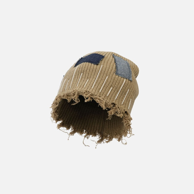 Distressed Denim | Patchwork Beanie - OMYGOODS