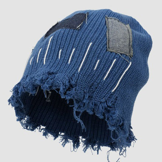 Distressed Denim | Patchwork Beanie - OMYGOODS