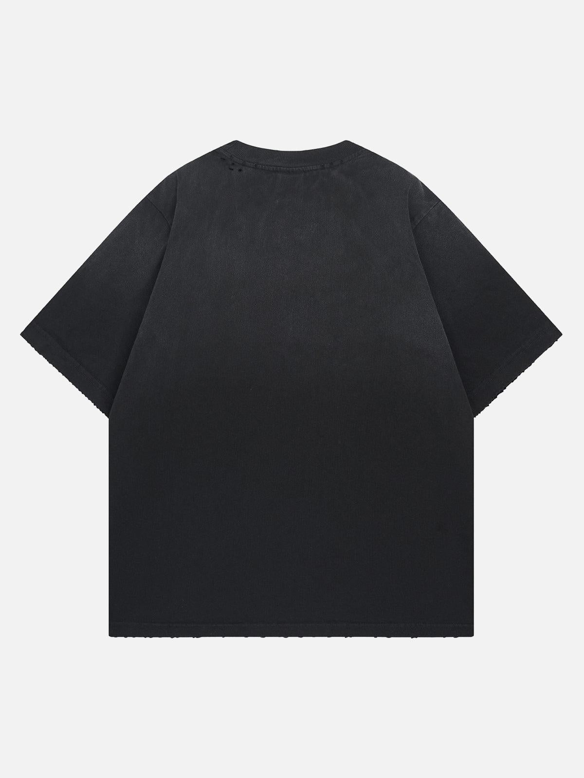 Omygoods Distressed Digital Print T-Shirt