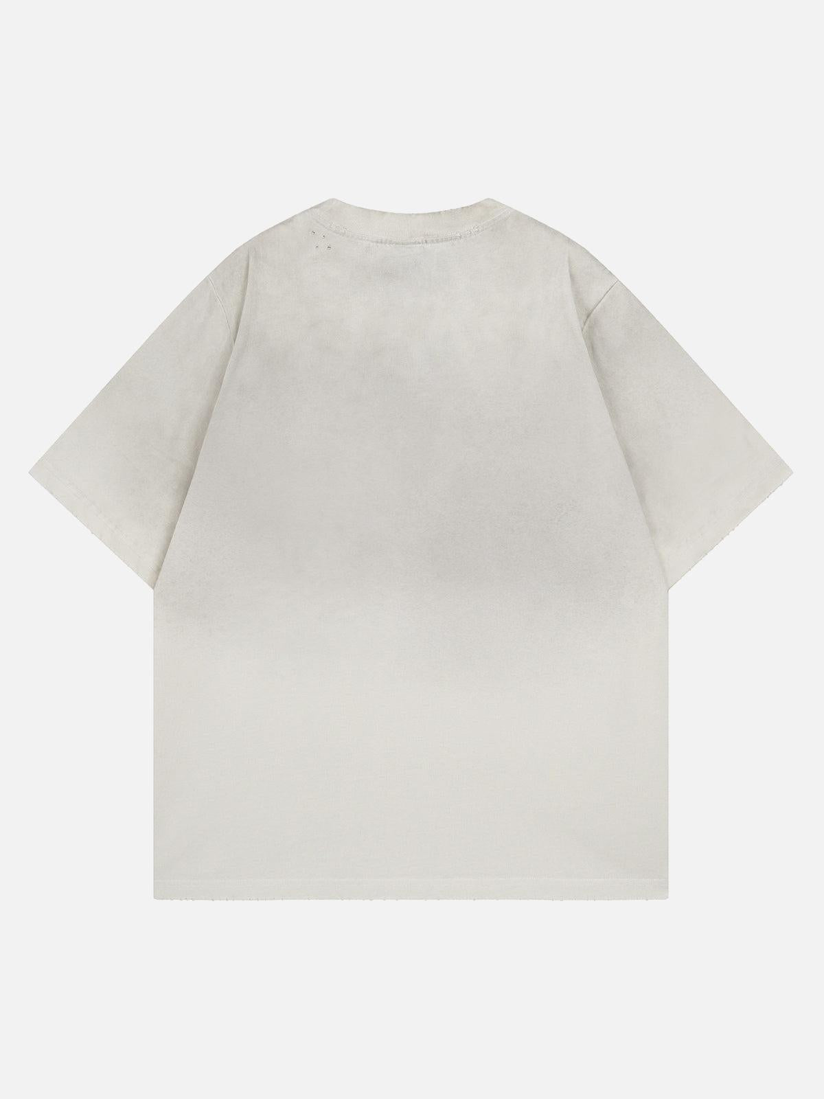Omygoods Distressed Digital Print T-Shirt