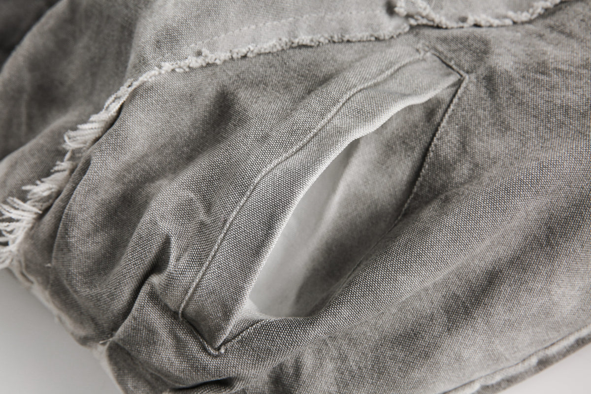 Distressed Embroidered | Padded Hooded Jacket - OMYGOODS