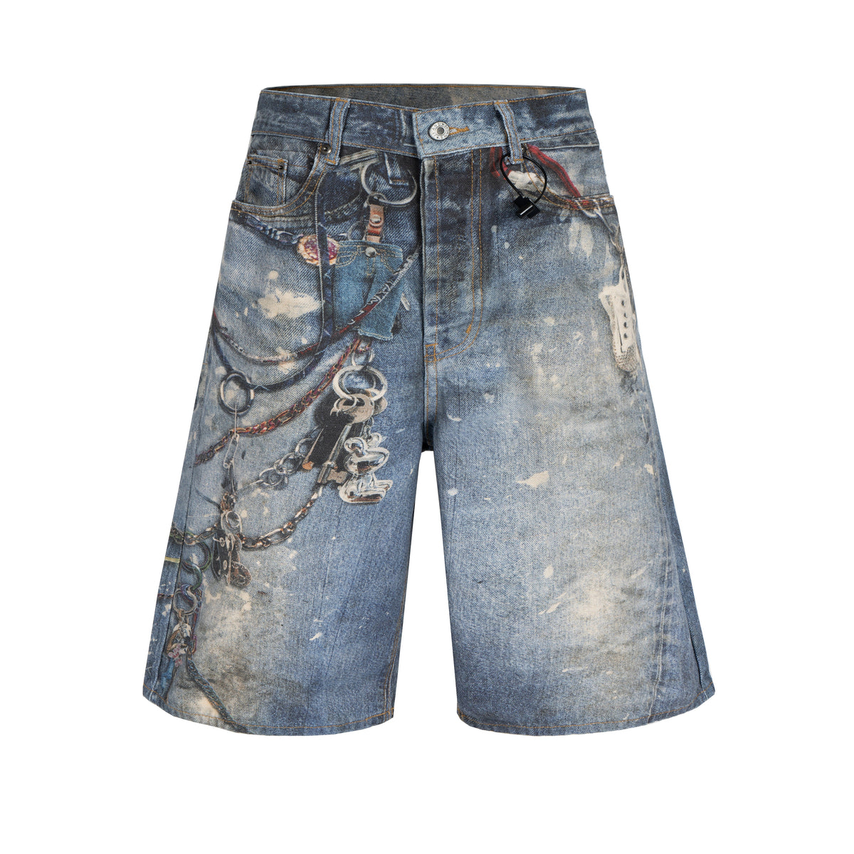 Distressed Keychain Print | Denim Shorts - OMYGOODS