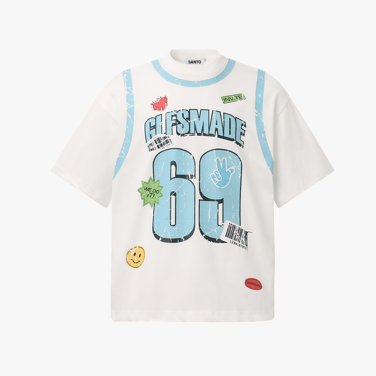 Distressed Number 69 Graphic Print T-Shirt - OMYGOODS