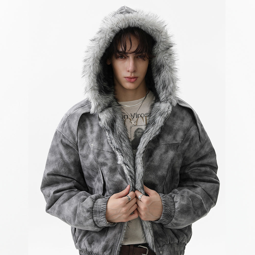 Distressed Washed | Hooded Oversized Jacket - OMYGOODS