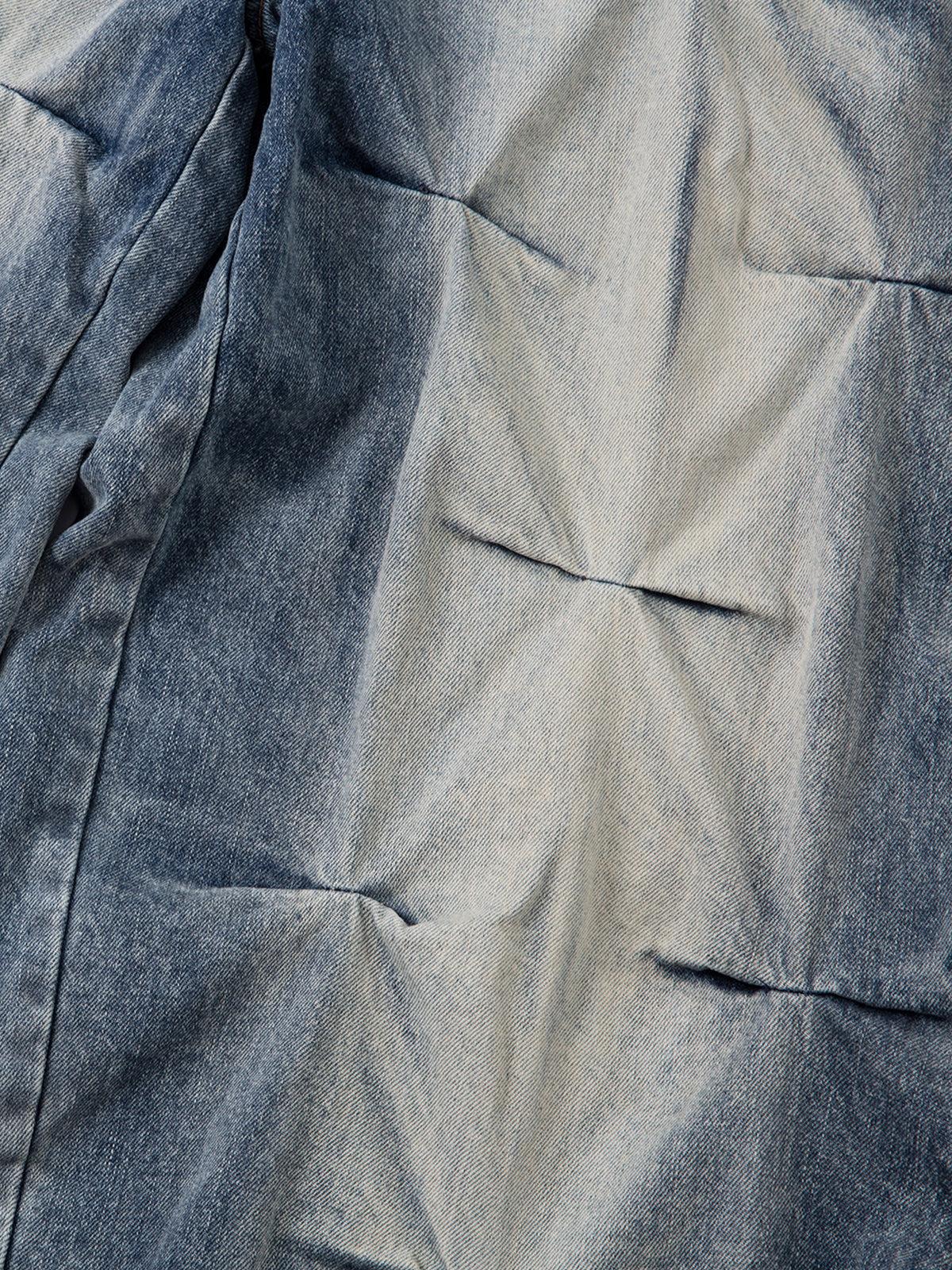 Omygoods Distressed Washed Pleated Jeans