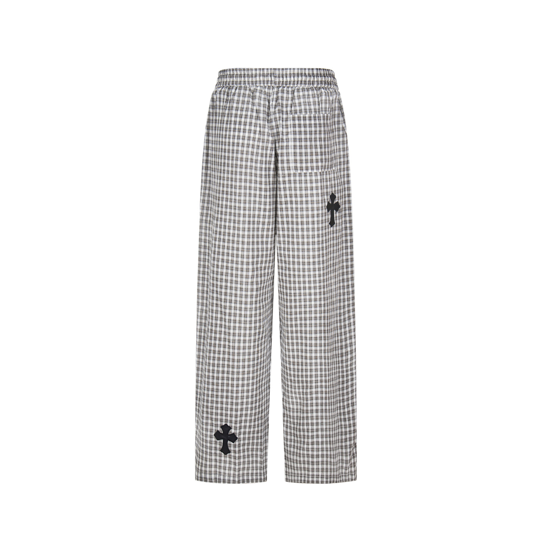 Plaid Cross-Patch Relaxed Pants