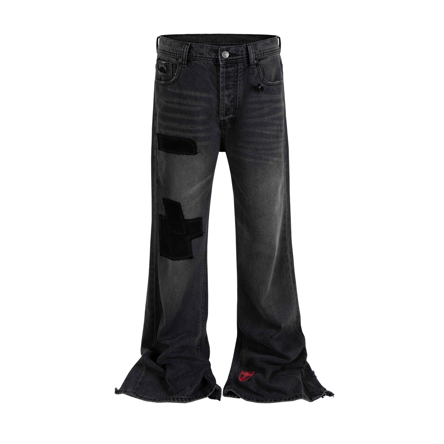 DARK PATCHWORK FLARE DENIM