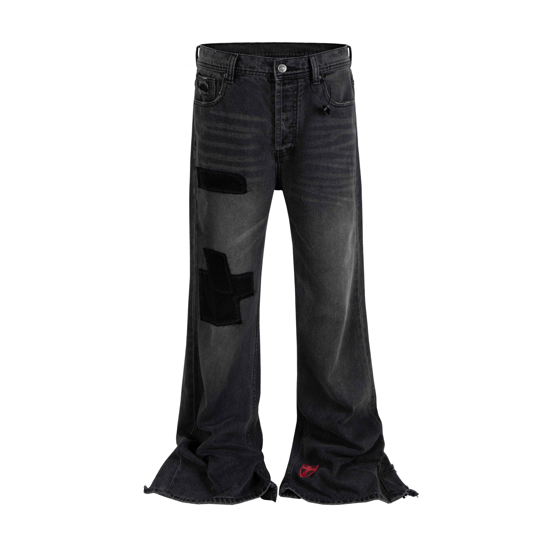 DARK PATCHWORK FLARE DENIM