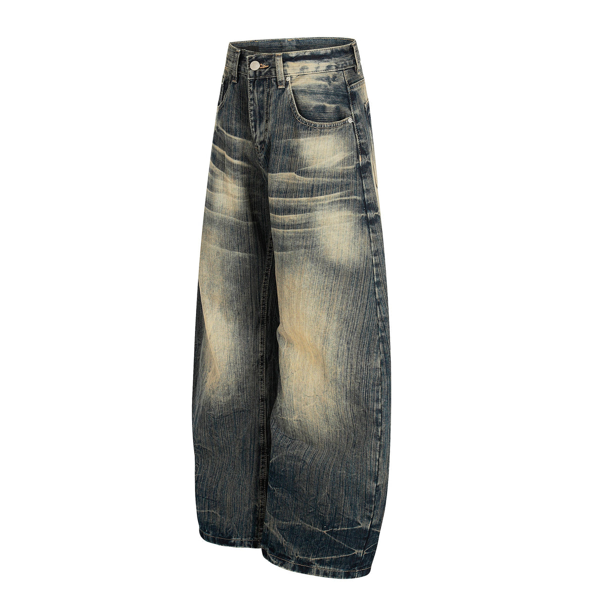 Echo Fade | Distressed Wash Wide-Leg Jeans - OMYGOODS