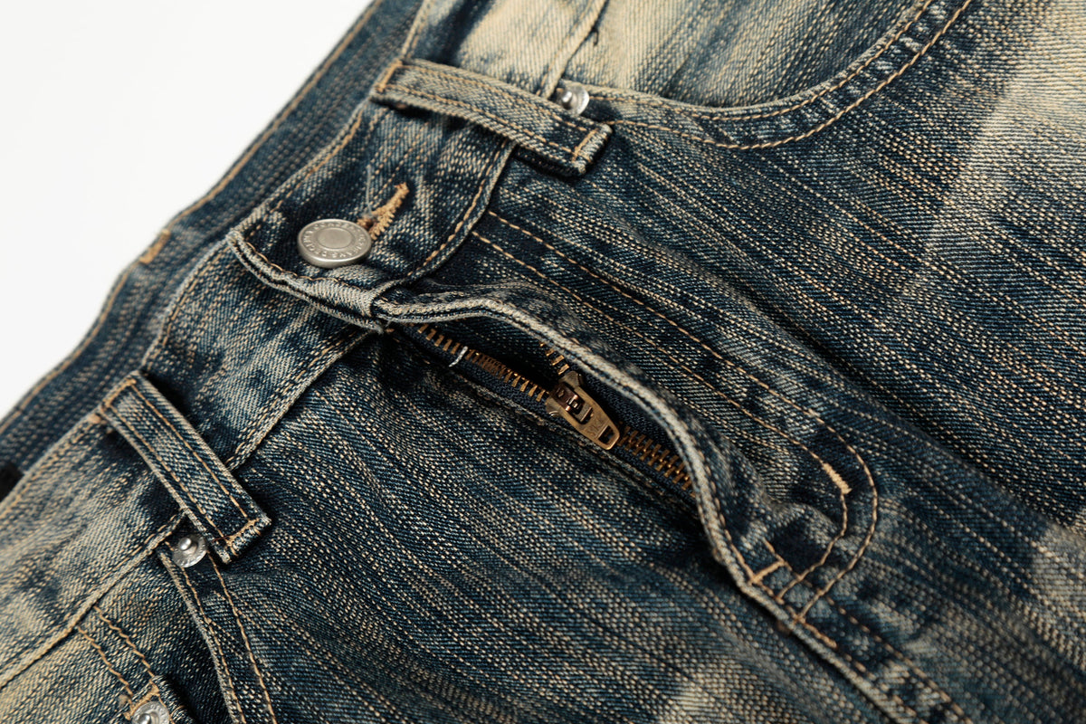 Echo Fade | Distressed Wash Wide-Leg Jeans - OMYGOODS