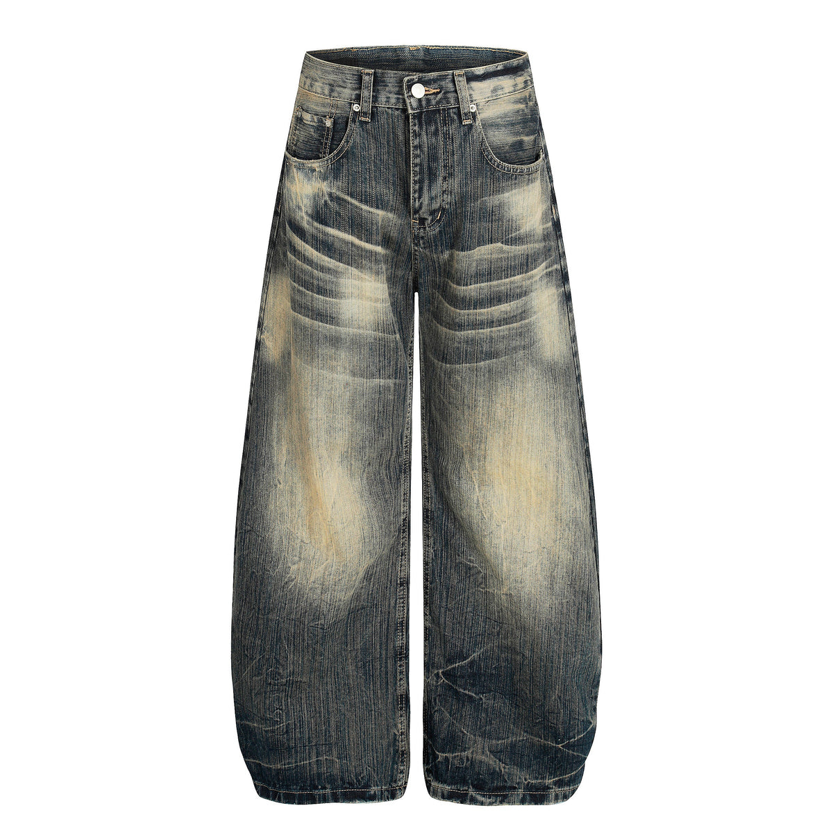 Echo Fade | Distressed Wash Wide-Leg Jeans - OMYGOODS