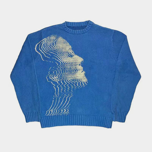 Echoed Visions | Abstract Face Art Sweater - OMYGOODS