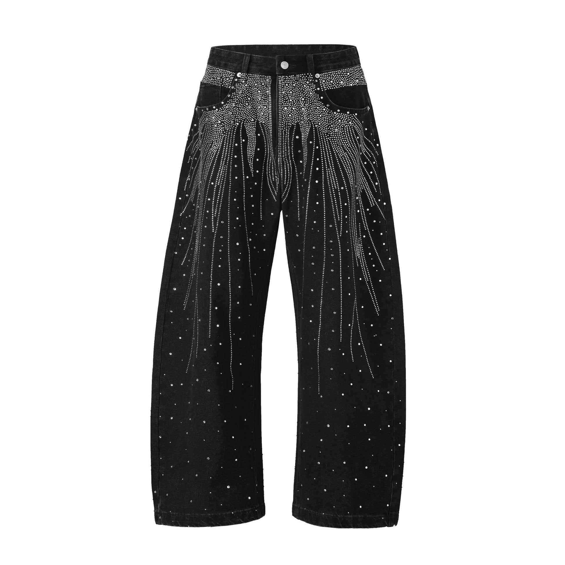 NOIR FLORAL RHINESTONE DENIM