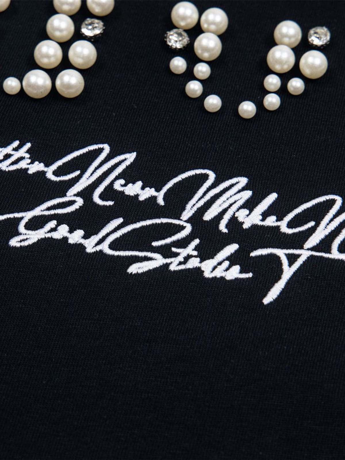 Omygoods Elegant Pearl-Embellished Oversized T-Shirt