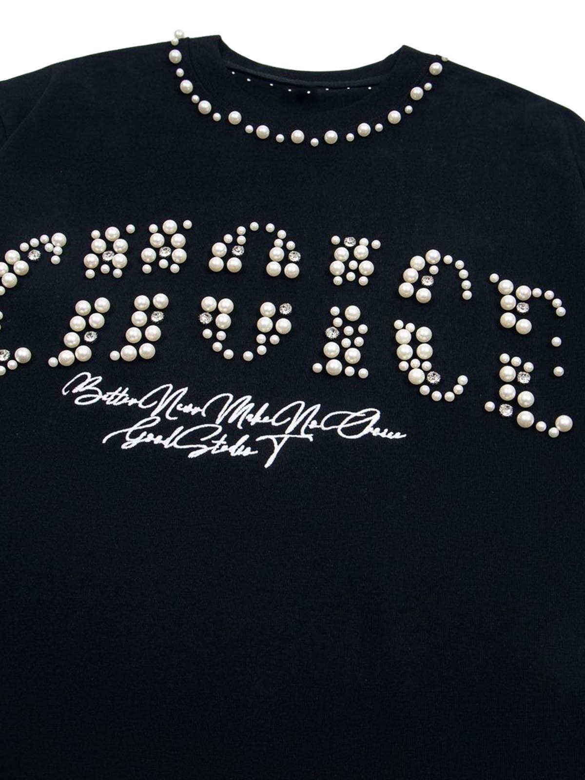 Omygoods Elegant Pearl-Embellished Oversized T-Shirt