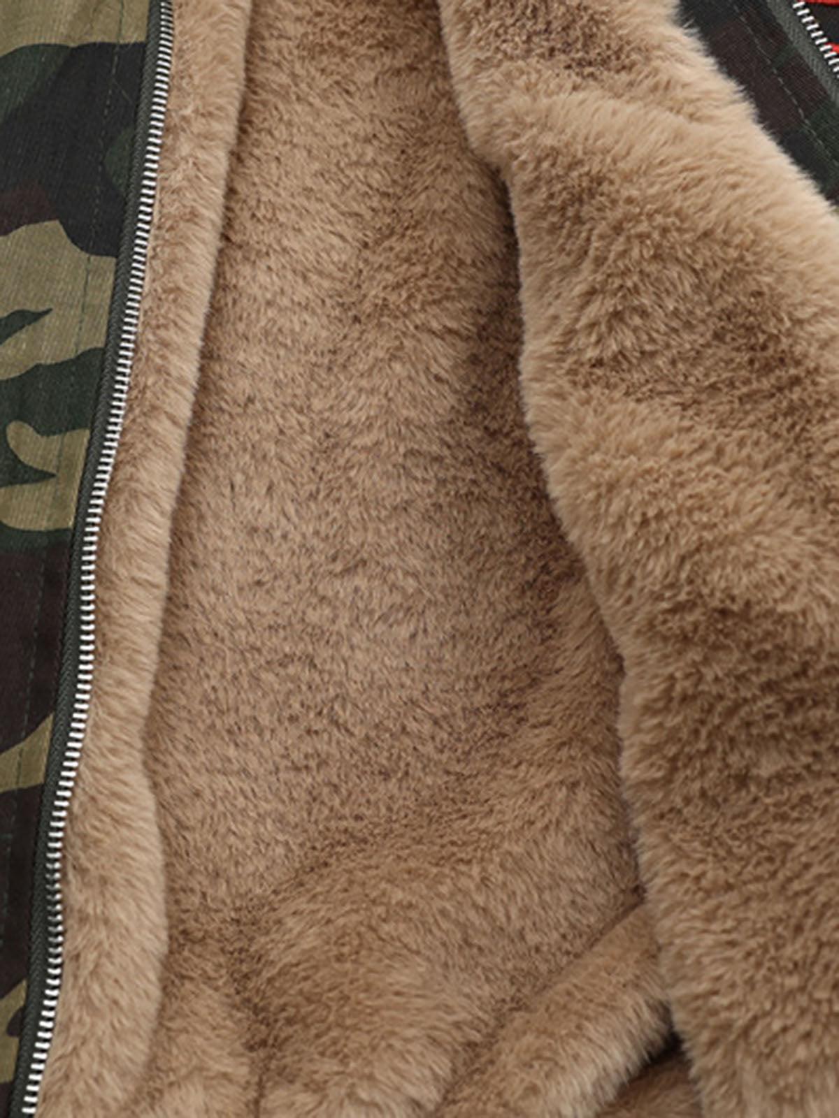 Omygoods Embroidered Detachable Fur Hooded Jacket