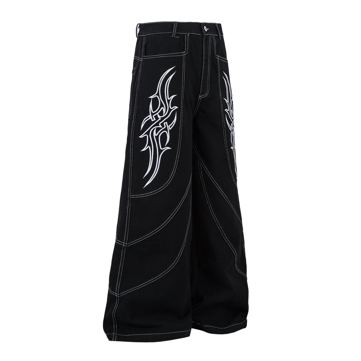 Embroidered Flame | Baggy Jeans - OMYGOODS