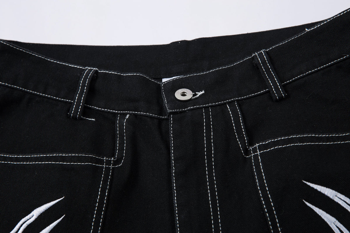 Embroidered Flame | Baggy Jeans - OMYGOODS