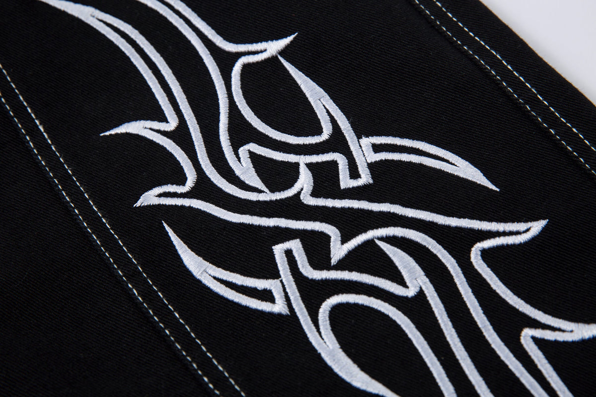 Embroidered Flame | Baggy Jeans - OMYGOODS