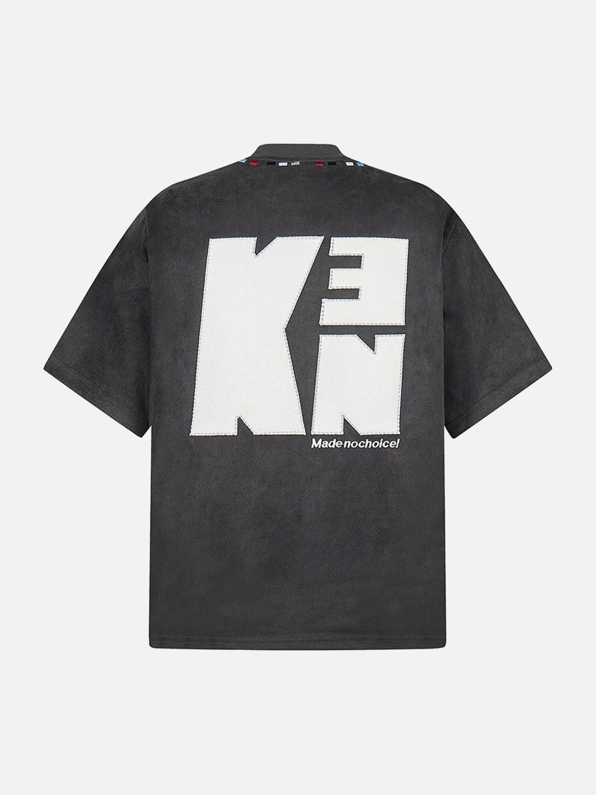 Omygoods Embroidered Neckline Oversized T-Shirt