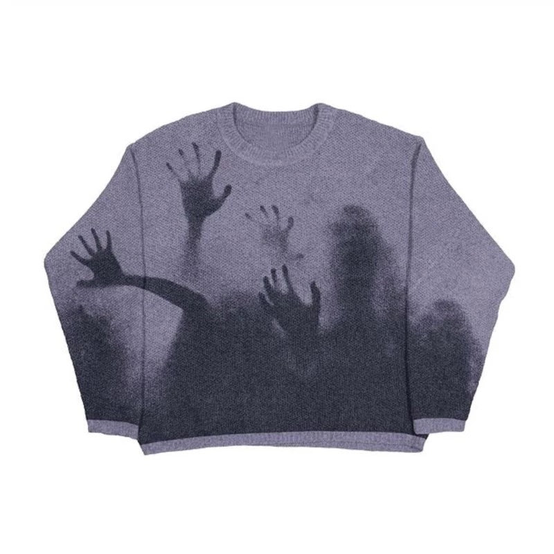 Fading Shadows | Haunted Graphic Knit Sweater - OMYGOODS