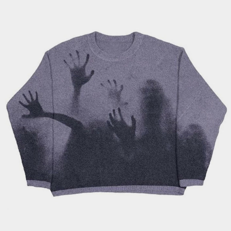 Fading Shadows | Haunted Graphic Knit Sweater - OMYGOODS