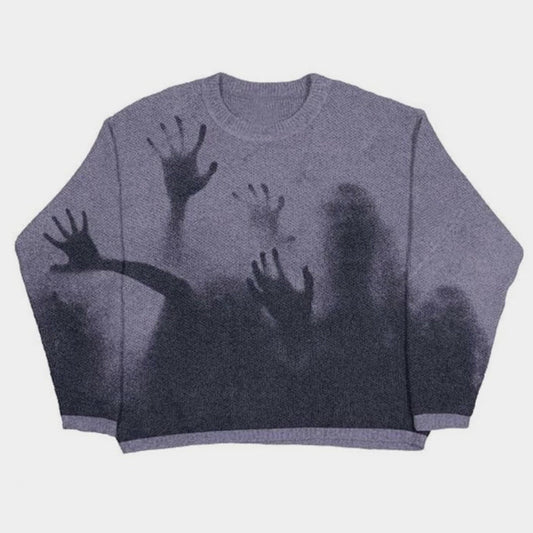 Fading Shadows | Haunted Graphic Knit Sweater - OMYGOODS