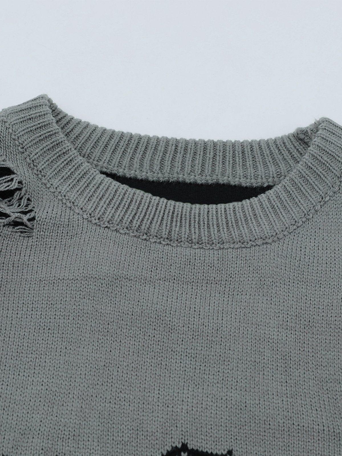 Omygoods Fake Two Ripped Hole Sweater