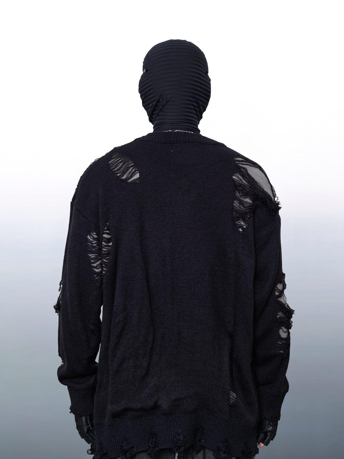 Omygoods Fake Two Ripped Hole Sweater