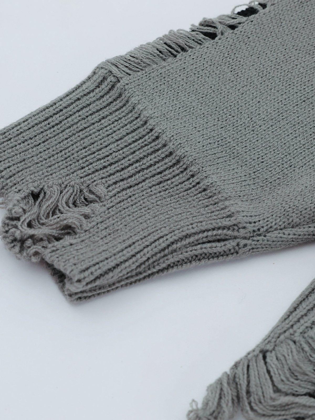 Omygoods Fake Two Ripped Hole Sweater