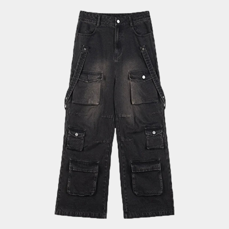 Washed Denim | Cargo Pants