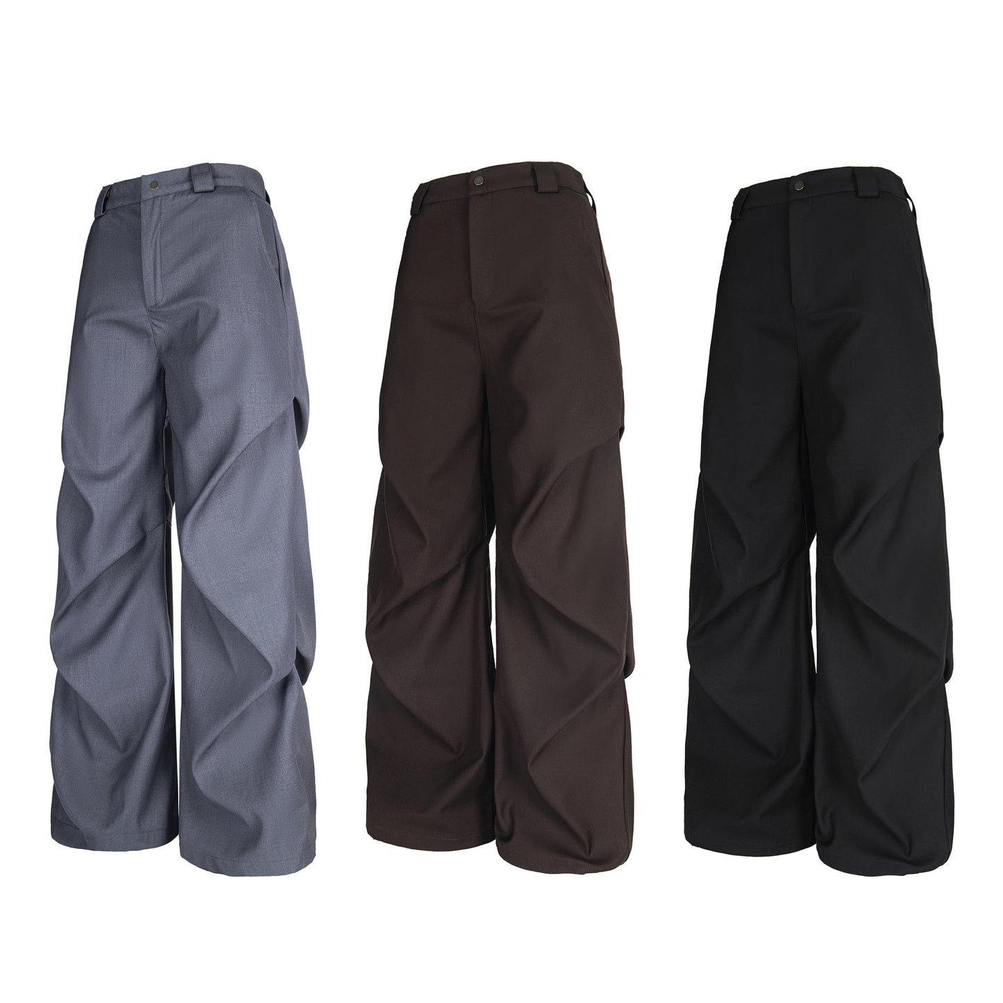 Pleated Casual Trousers | Adjustable Belt Streetwear Pants