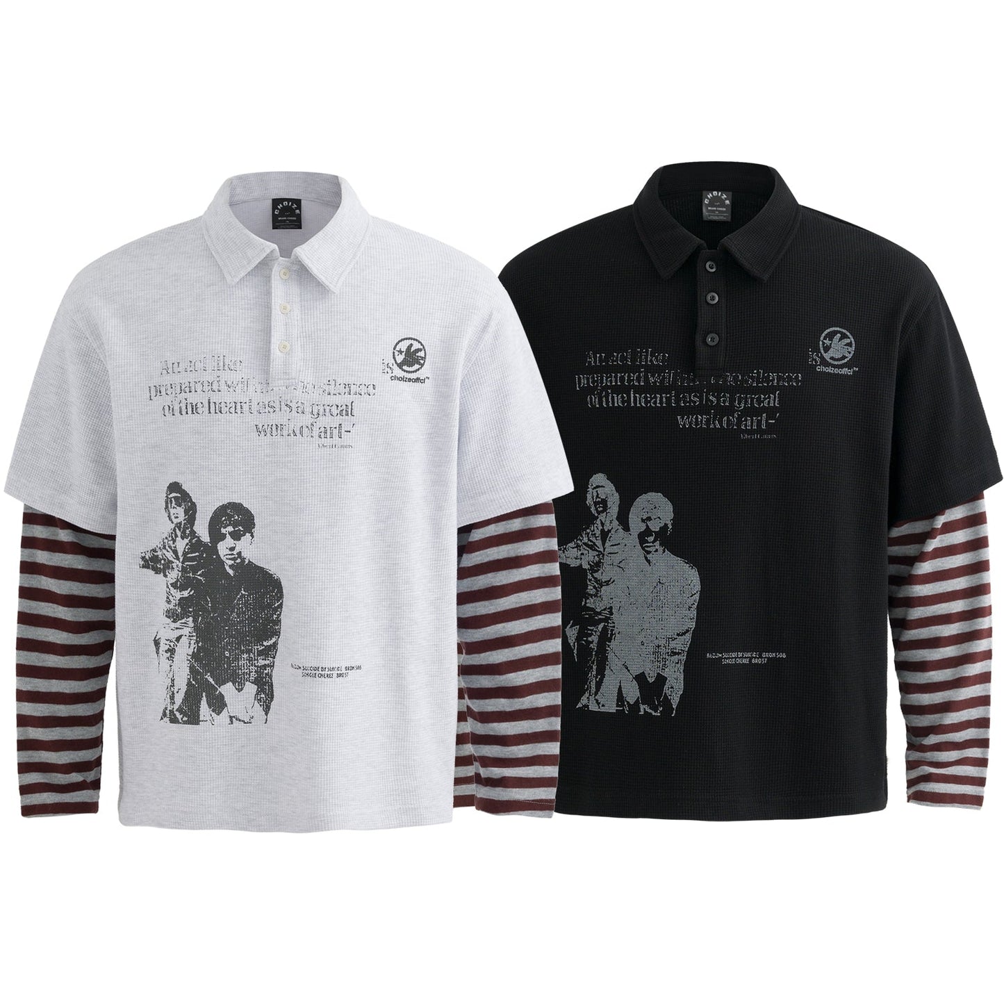 Vintage Striped Layered | Polo Sweatshirt