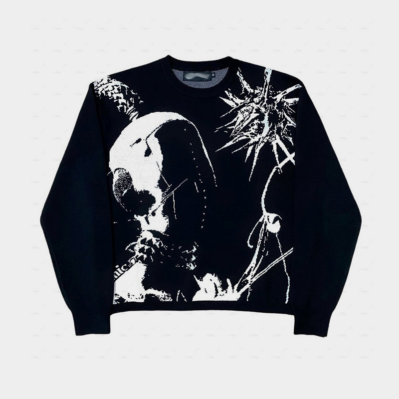 Spiked Vision | Abstract Graphic Knit Sweater