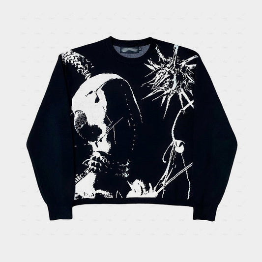 Spiked Vision | Abstract Graphic Knit Sweater