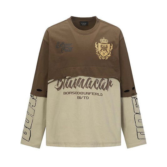 Y2K Grunge Patchwork | Distressed Graphic Sweatshirt