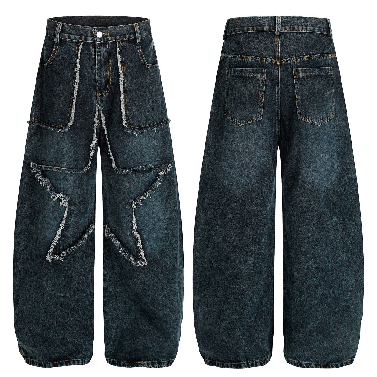 Star Patch Destroyed | Baggy Jeans - Ultimate Comfort Meets Style - OMYGOODS