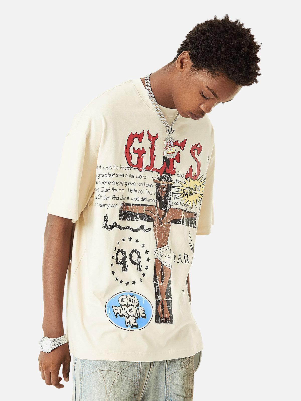 Omygoods Funny Jesus Graffiti Street Rap T-Shirt
