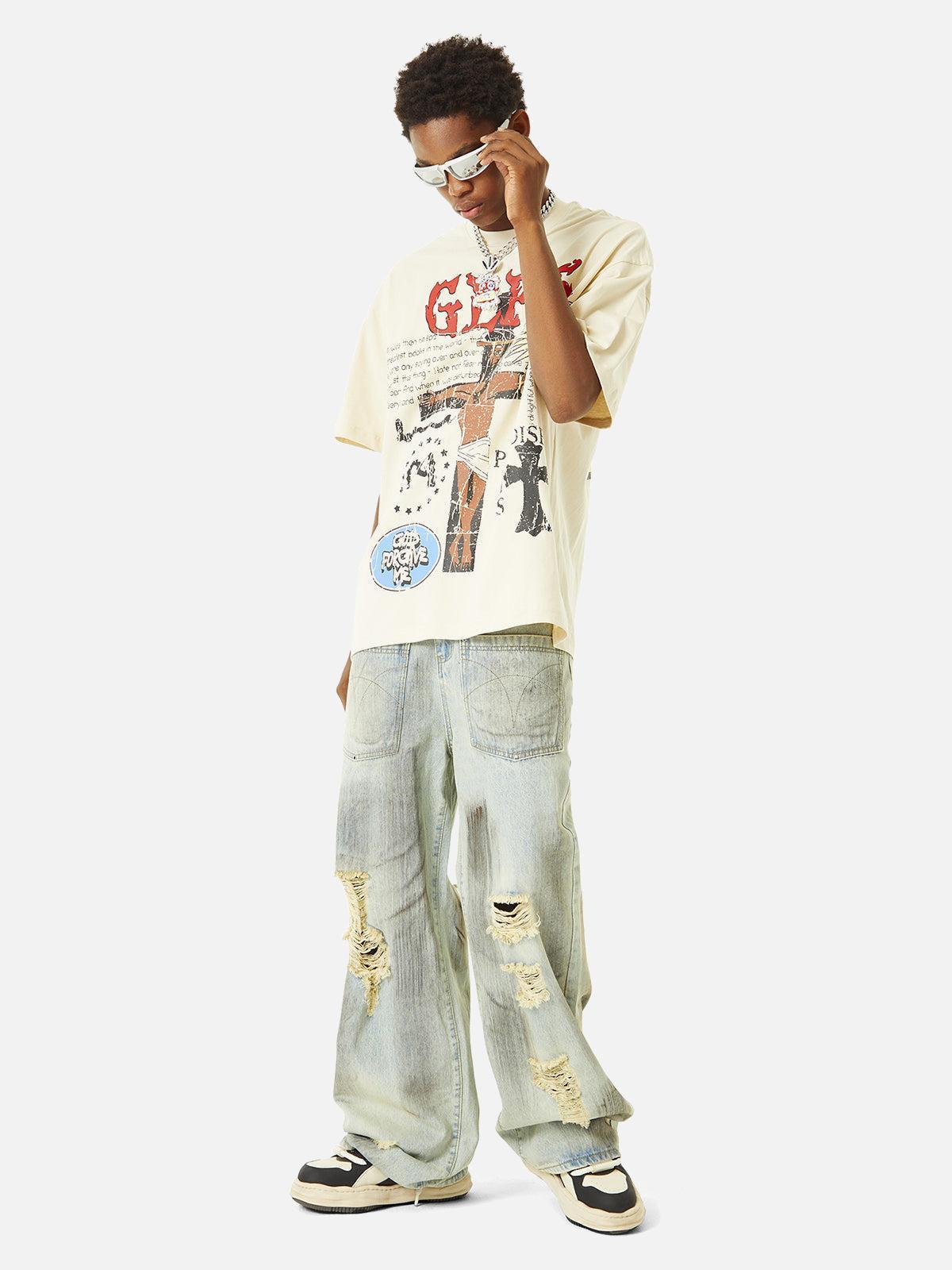 Omygoods Funny Jesus Graffiti Street Rap T-Shirt