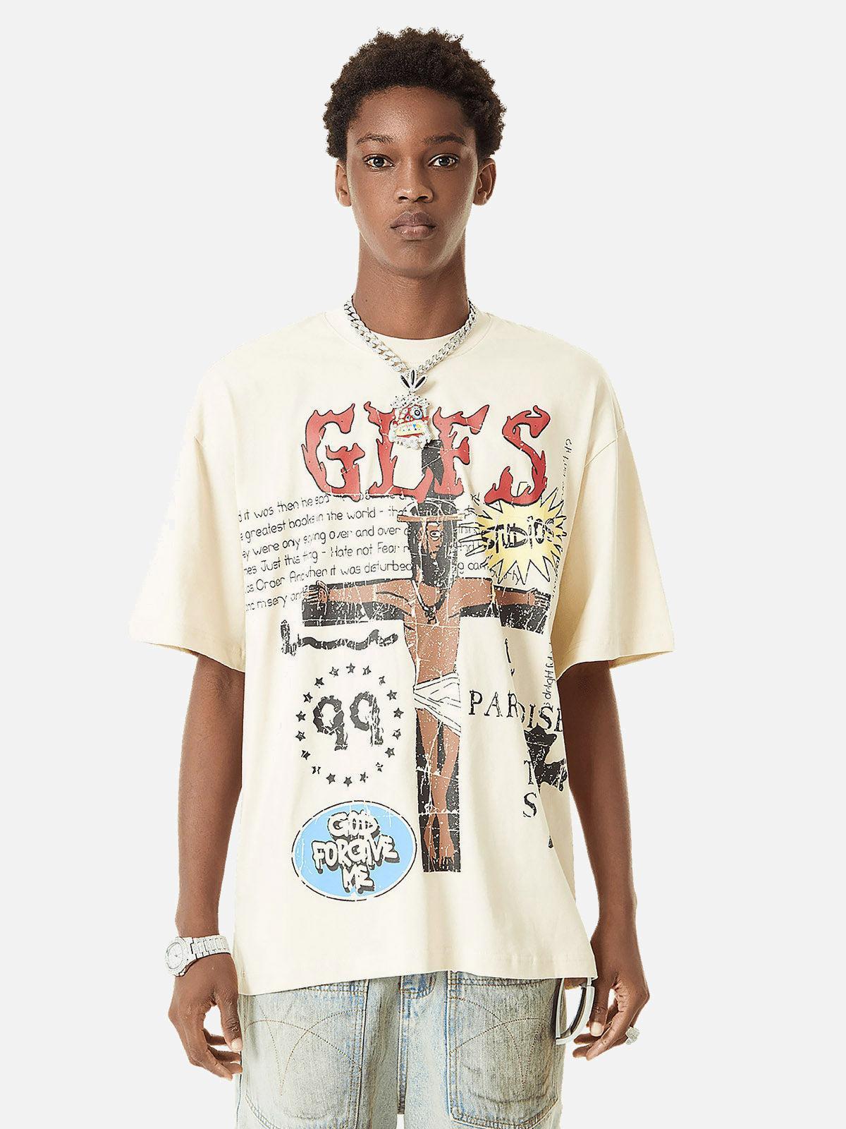 Omygoods Funny Jesus Graffiti Street Rap T-Shirt