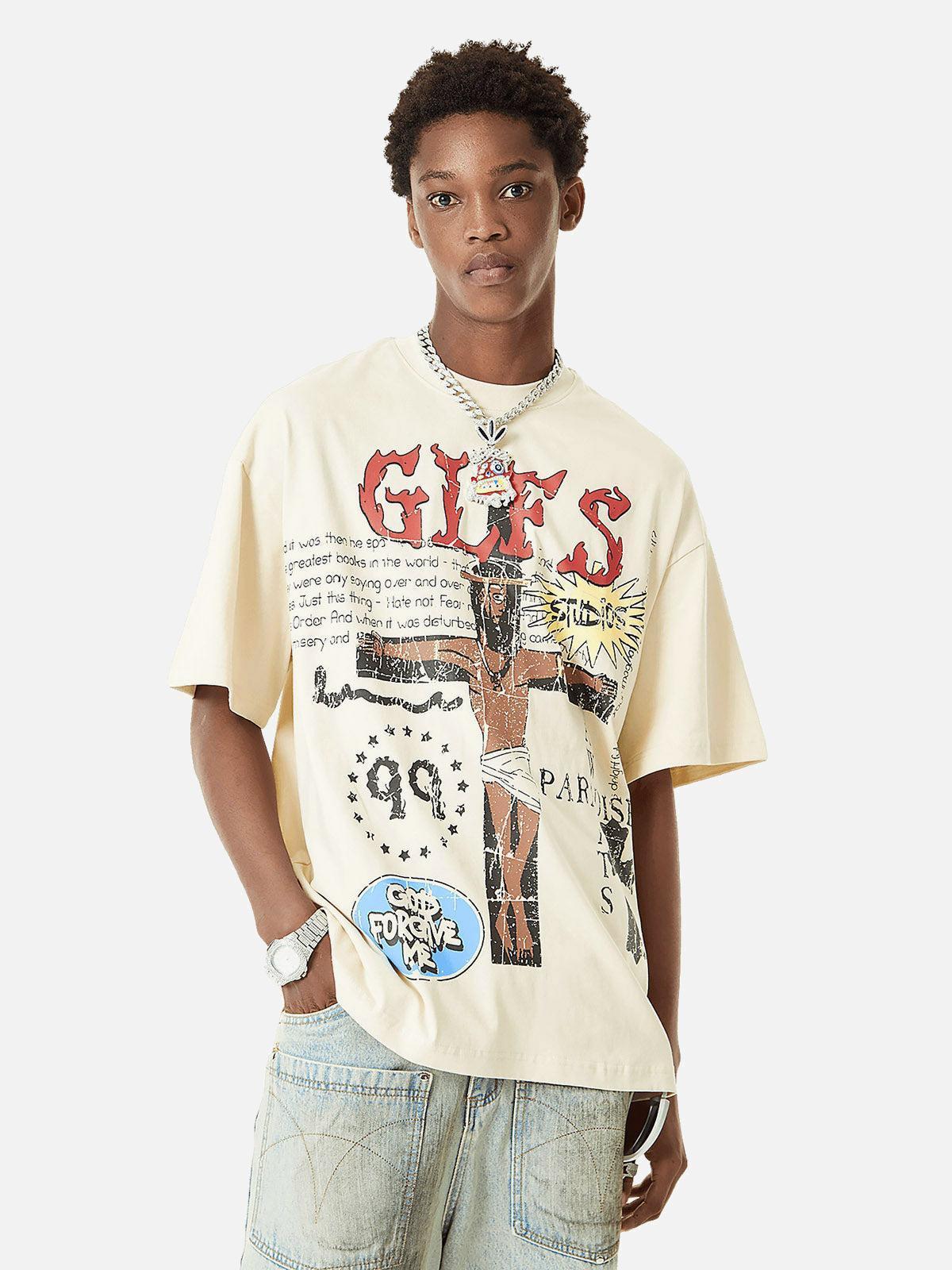 Omygoods Funny Jesus Graffiti Street Rap T-Shirt