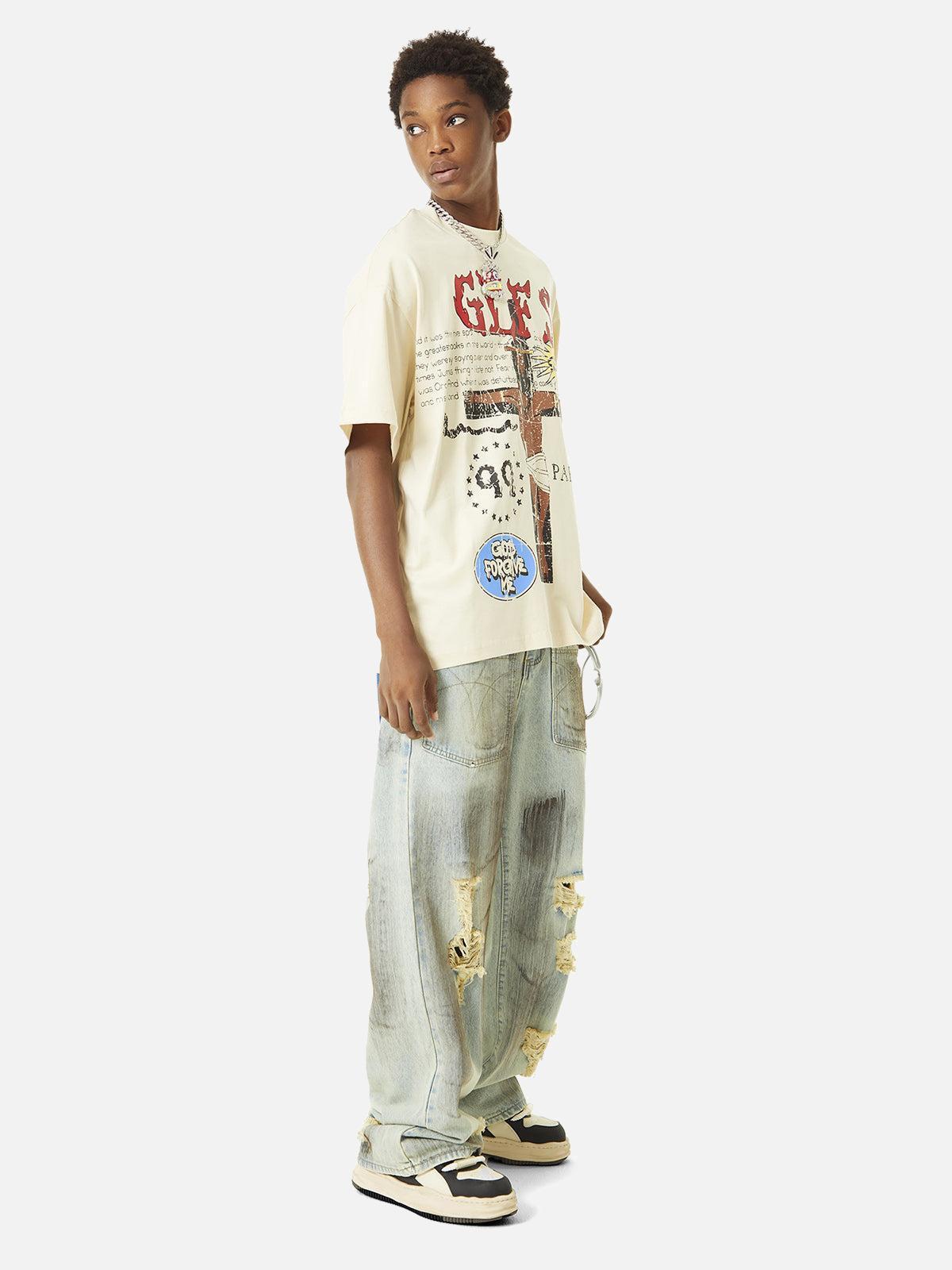Omygoods Funny Jesus Graffiti Street Rap T-Shirt