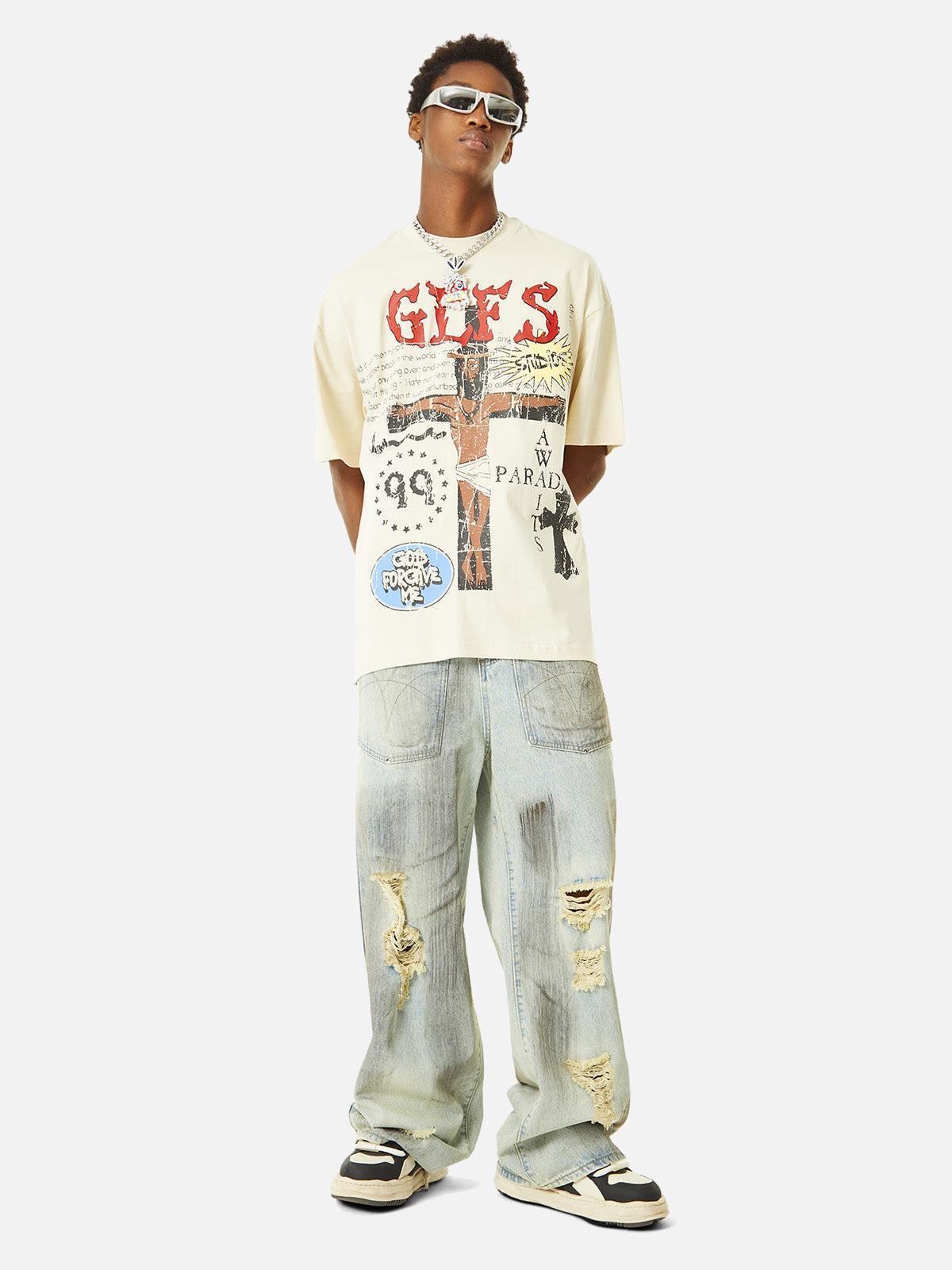 Omygoods Funny Jesus Graffiti Street Rap T-Shirt