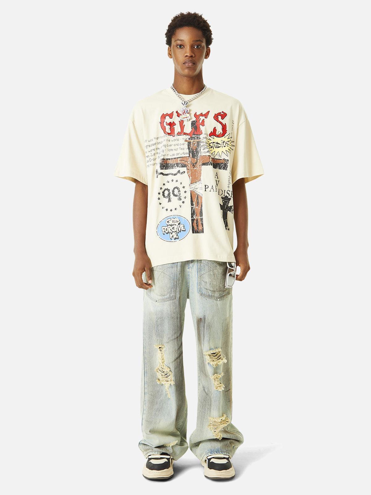 Omygoods Funny Jesus Graffiti Street Rap T-Shirt