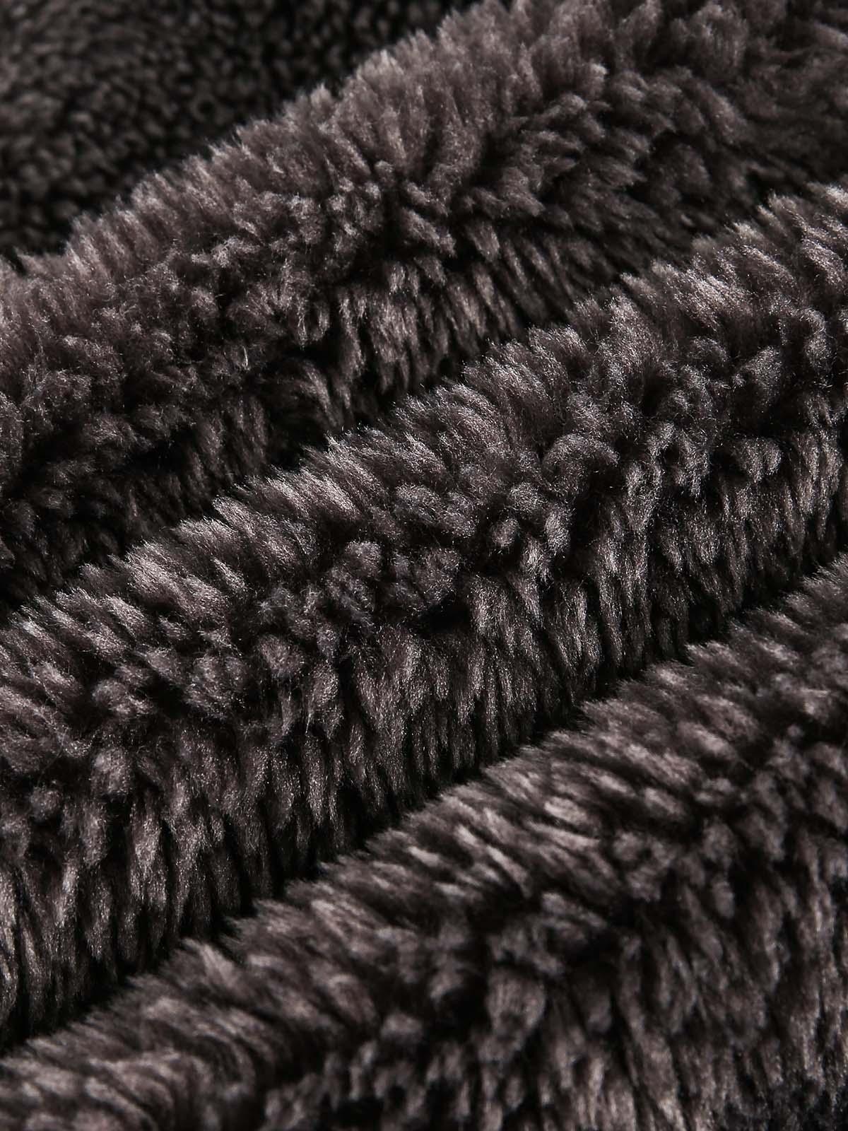 Omygoods Fur Hooded Quilted Sherpa Jacket